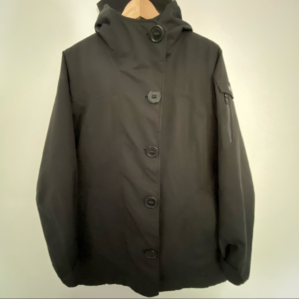 Marmot black hooded jacket size L with button detail
